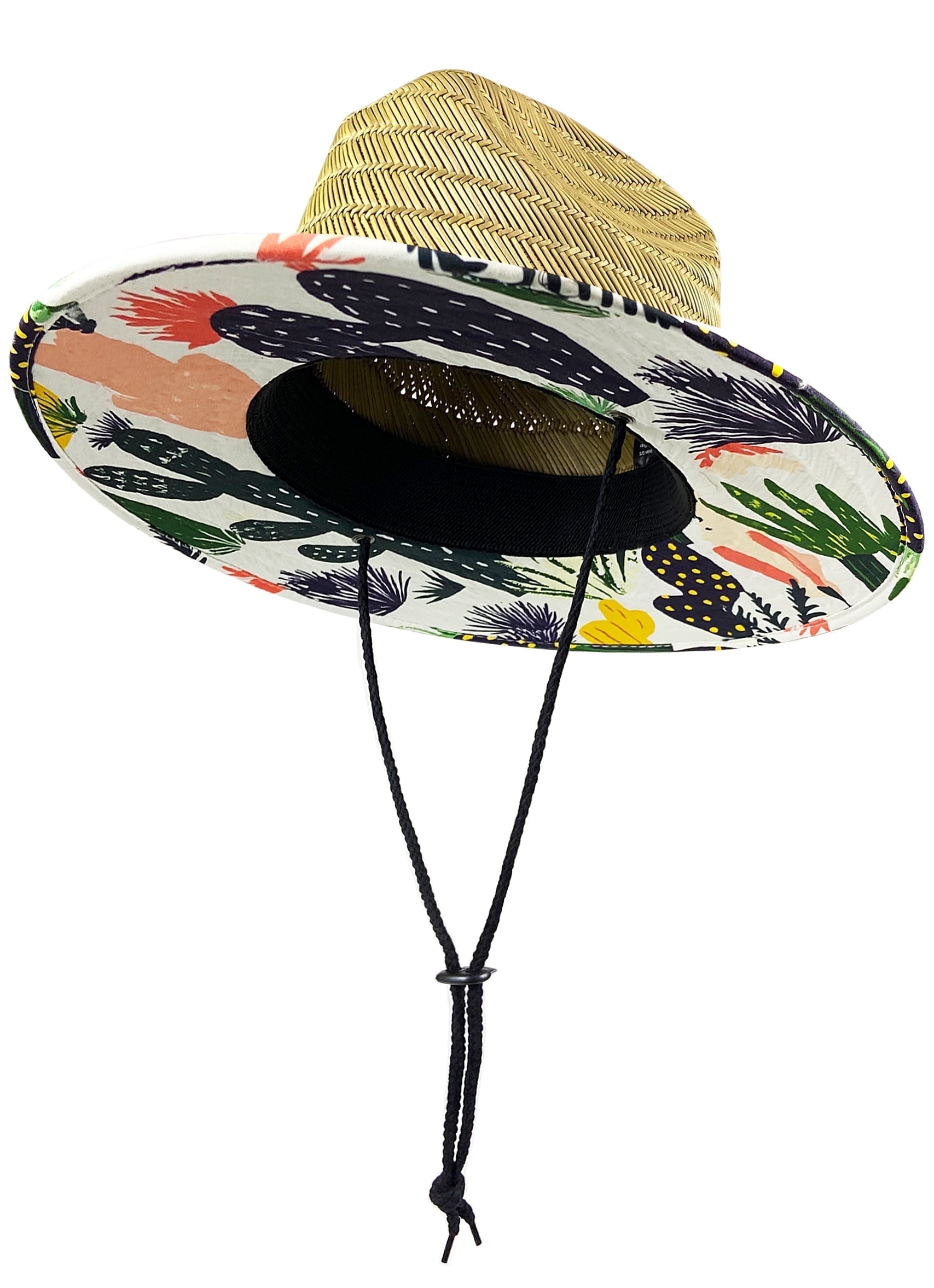 Unisex Wide Brim Straw Lifeguard Hat – Channel Island Sun Hat with Chin Strap for Men \u0026 Women